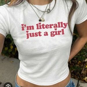 SHEIN White W Red Graphic. IM LITERALLY JUST A GIRL Saying T-shirt. Large